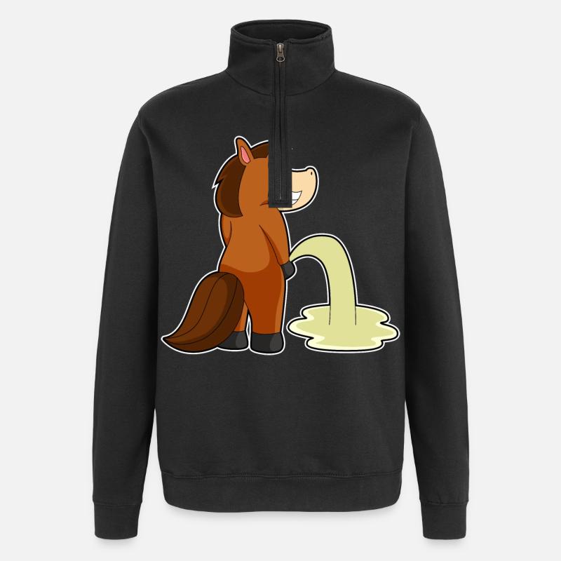 Pferd Toilette - Quarter-Zip-Sweatshirt - Schwarz