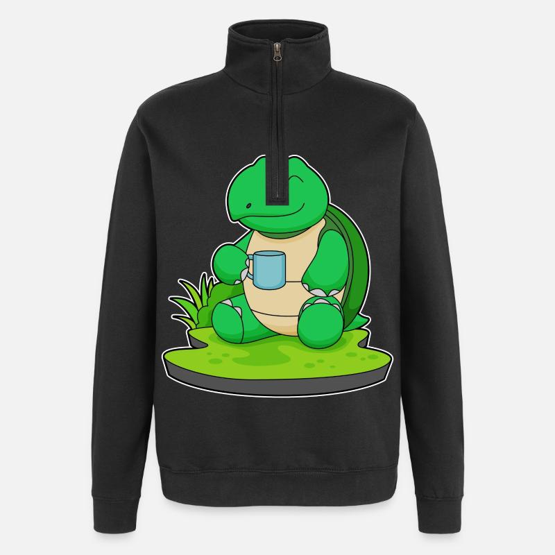Schildkröte Becher - Quarter-Zip-Sweatshirt - Schwarz