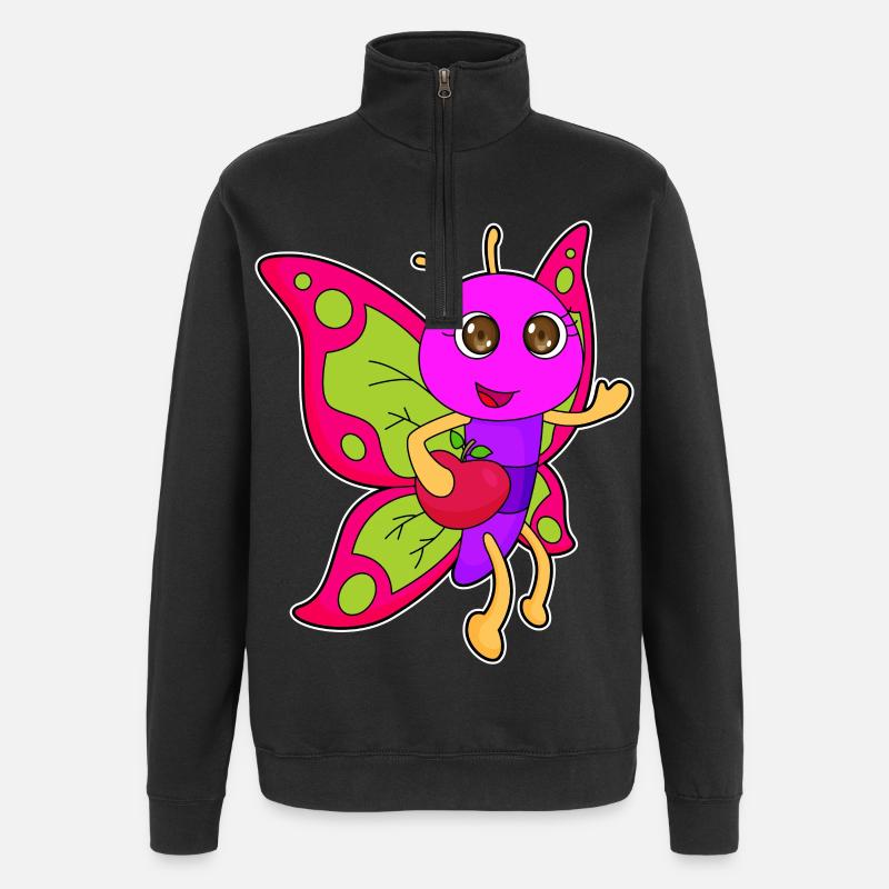 Butterfly Apple Fruit - Sweat à zip 1/4 - noir