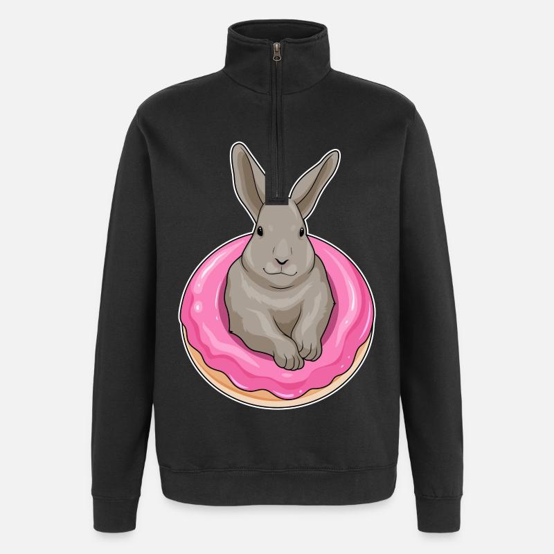 Hase Donut - Quarter-Zip-Sweatshirt - Schwarz