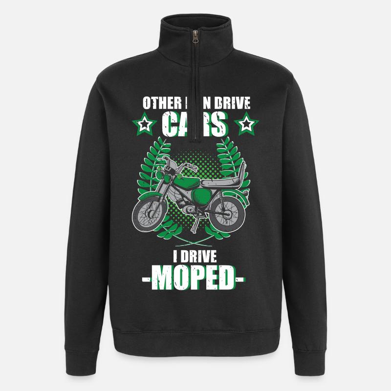 Moped Mopedfahrer Mofa Retro Zweitakt Spruch - Quarter-Zip-Sweatshirt - Schwarz