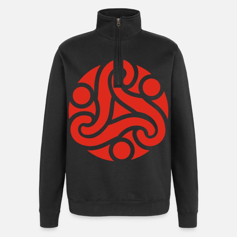 Keltisches Schutzsymbol (rot) - Quarter-Zip-Sweatshirt - Schwarz