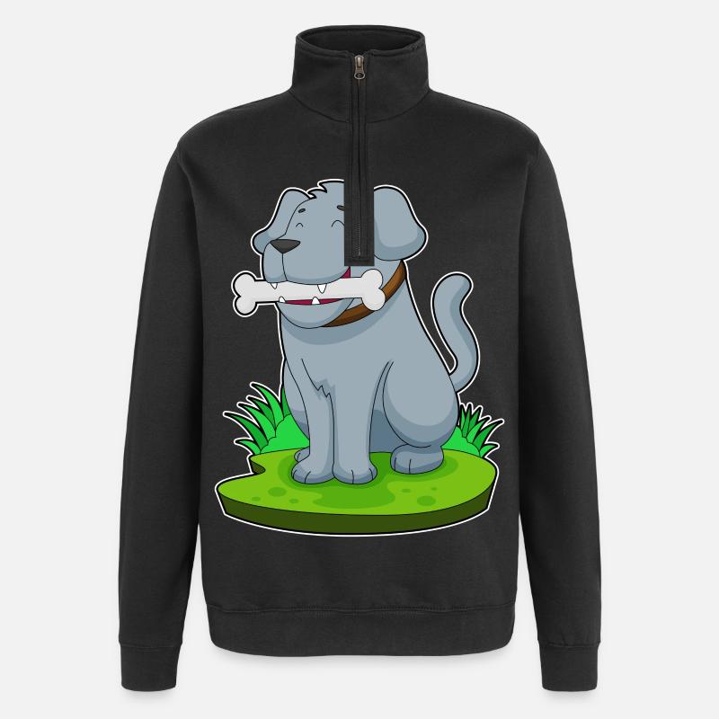 Hund Knochen - Quarter-Zip-Sweatshirt - Schwarz