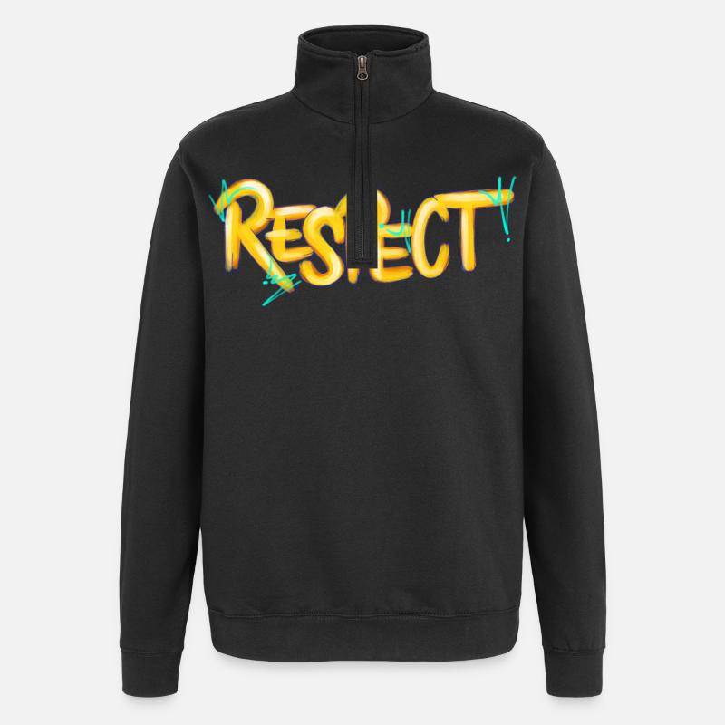 Respect Graffiti Lettering - Quarter-Zip Sweatshirt - black