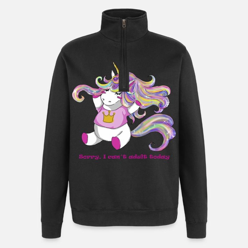 Einhorn - Quarter-Zip-Sweatshirt - Schwarz