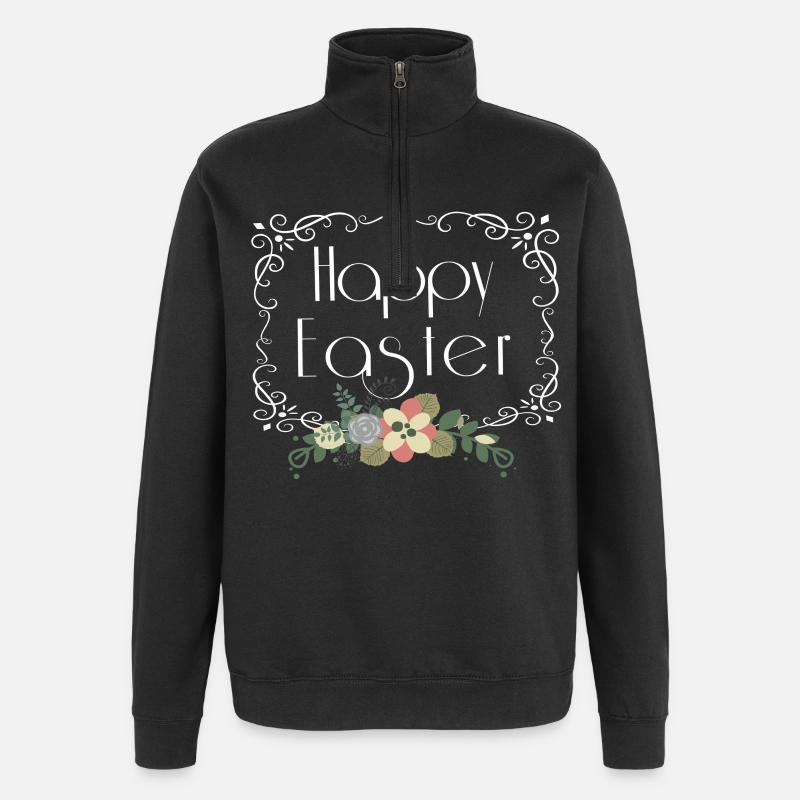 Joyeuses Pâques Florales - Sweat à zip 1/4 - noir