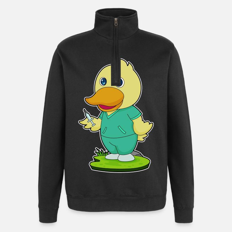 Seringue d’infirmière canard - Sweat à zip 1/4 - noir