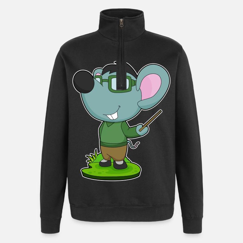 Mouse Teacher Pointer School - Quarter-Zip Sweatshirt - black