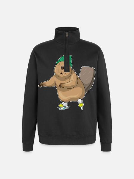 Beaver Ice Skating Skates - Quarter-Zip Sweatshirt - black