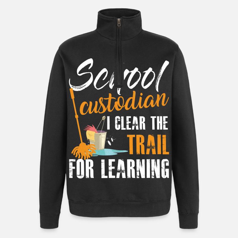 School Custodian Quote Education Custodial - Quarter-Zip Sweatshirt - black