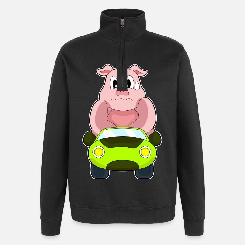 Voiture de cochon - Sweat à zip 1/4 - noir