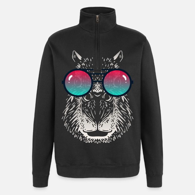 Cool Capybara with Sunglasses - Quarter-Zip Sweatshirt - black