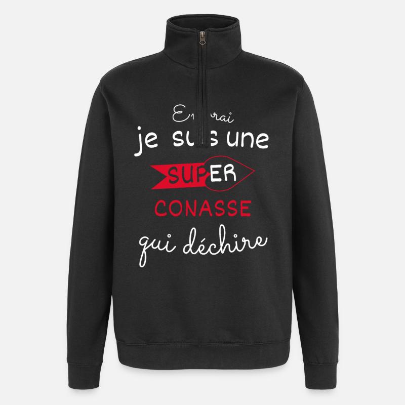 Super-Conasse qui Déchire - Sweat à zip 1/4 - noir