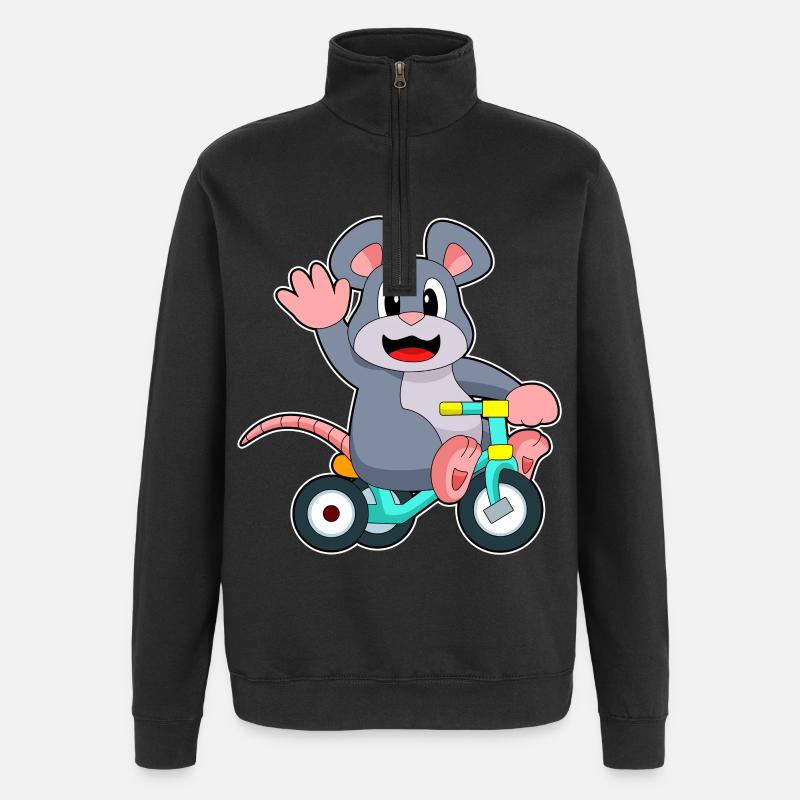 Rat Bicycle - Quarter-Zip Sweatshirt - black