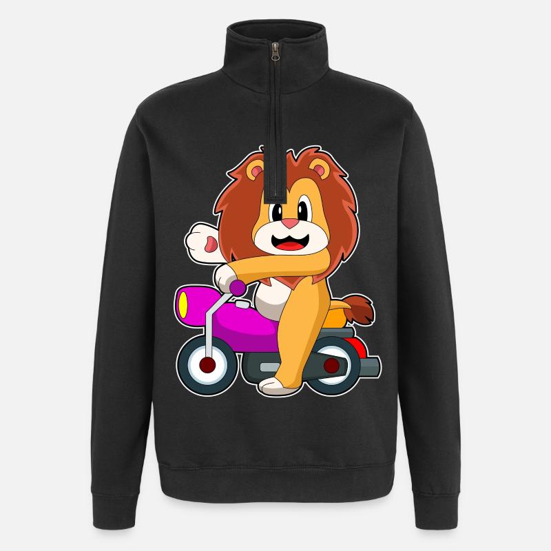 Löwe Motorrad - Quarter-Zip-Sweatshirt - Schwarz