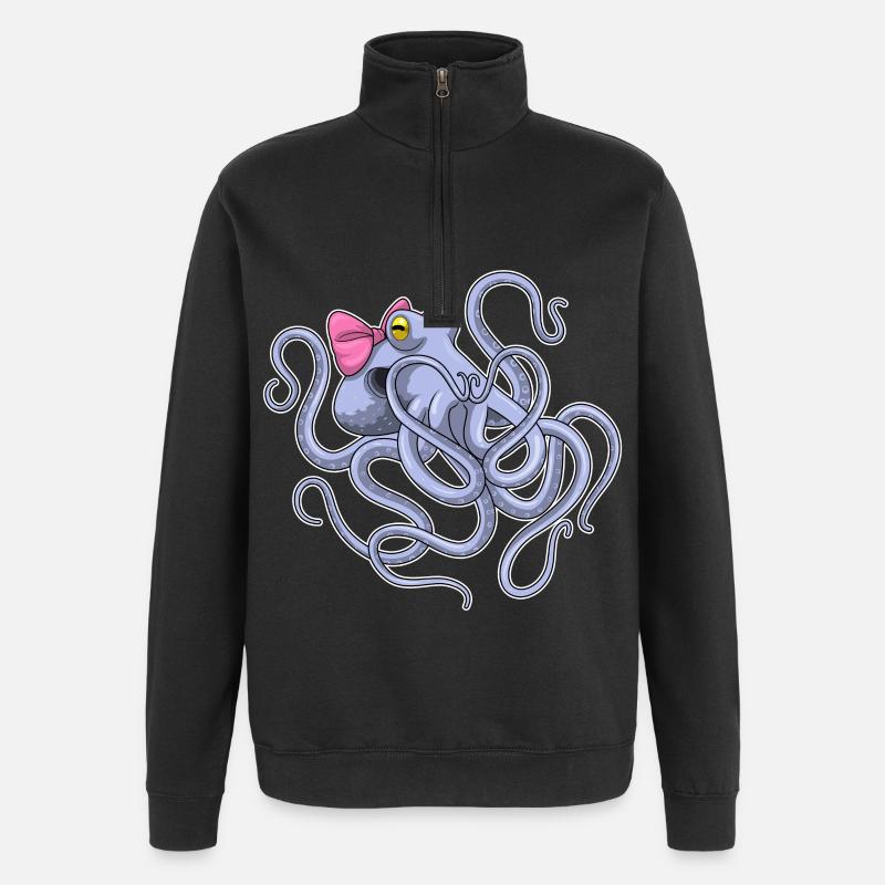 Krake Schleife - Quarter-Zip-Sweatshirt - Schwarz