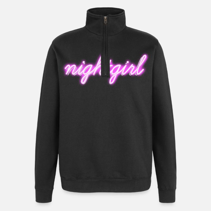 Fille de nuit - Sweat à zip 1/4 - noir