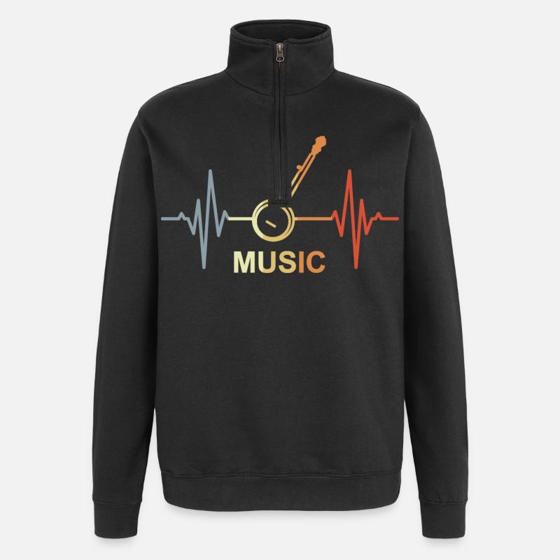 Musique Palpitations cardiaques - Sweat à zip 1/4 - noir