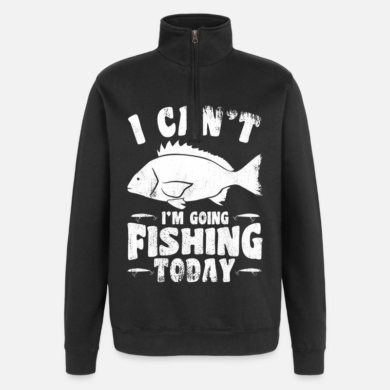 Drôle de dicton de pêcheur - Sweat à zip 1/4 - noir