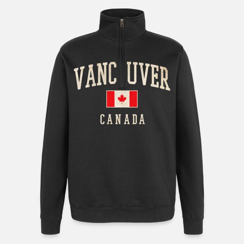 Vancouver Canada Drapeau Chemise - Sweat à zip 1/4 - noir