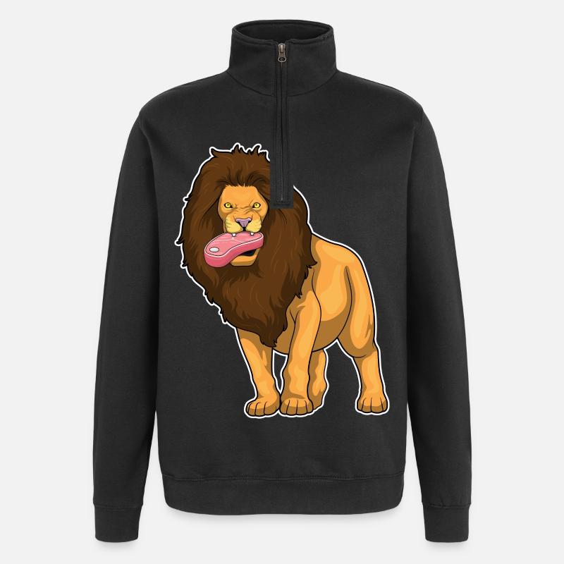 Löwe Fleisch - Quarter-Zip-Sweatshirt - Schwarz