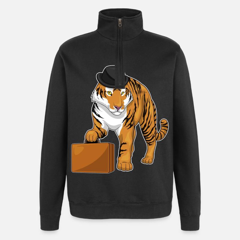 Porte-documents Tiger - Sweat à zip 1/4 - noir