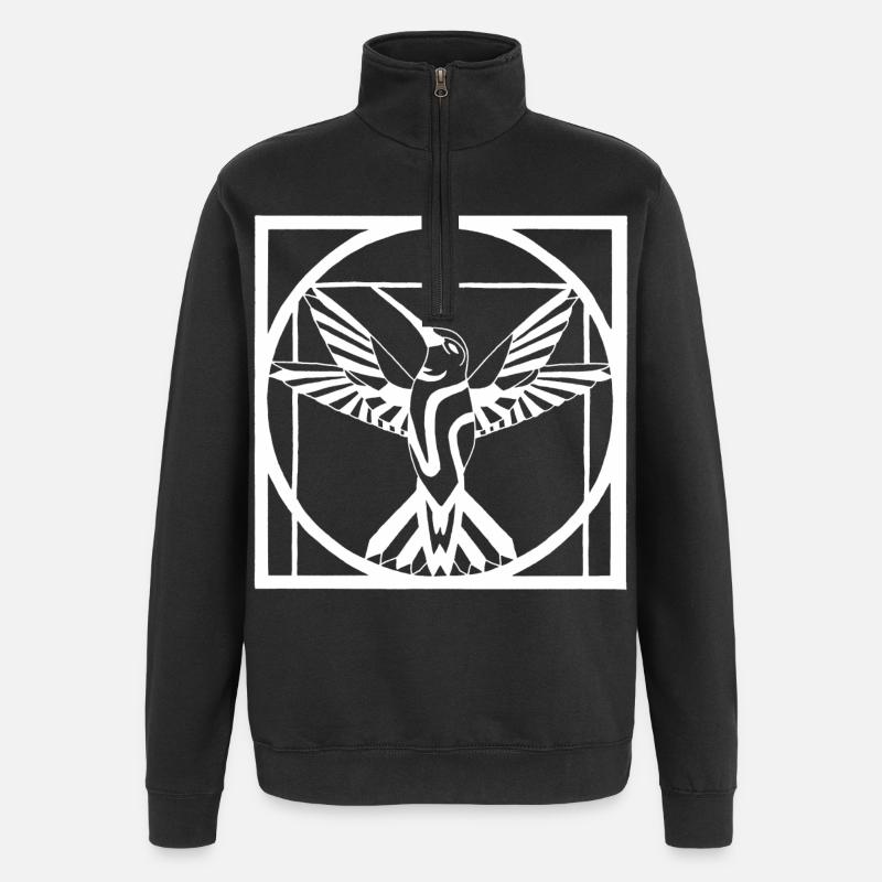 Oiseau blanc Vitruve - Sweat à zip 1/4 - noir