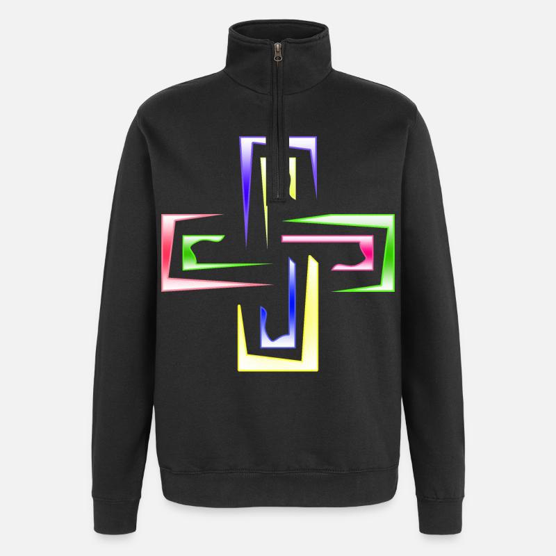 Neon Prism Frames Abstract Logo - Quarter-Zip Sweatshirt - black