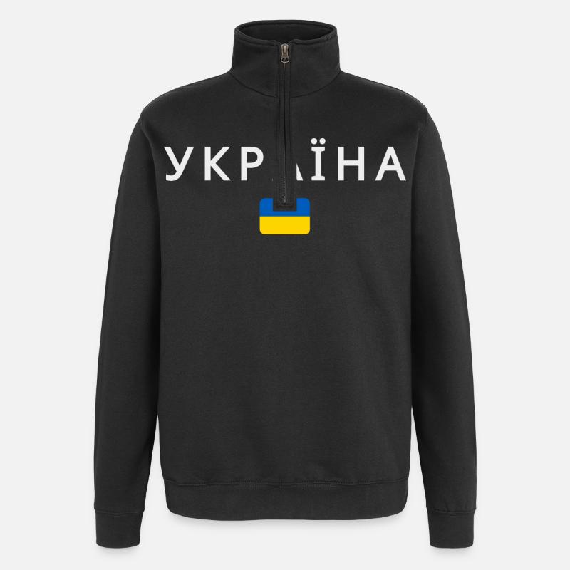 Ukrainian flag, Ukrainian pride - Quarter-Zip Sweatshirt - black