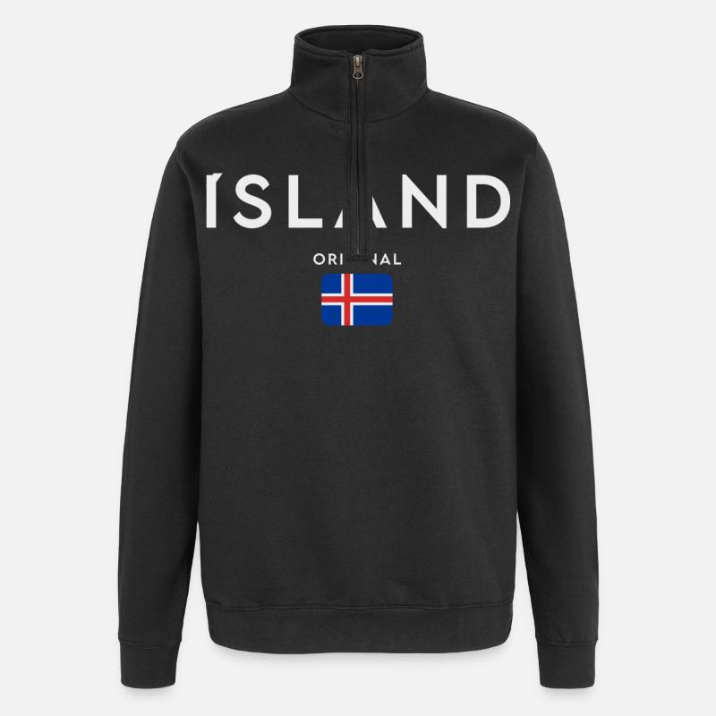 Drapeau de l’Islande, fierté islandaise - Sweat à zip 1/4 - noir