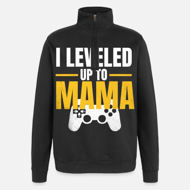Gamer Mom LevelUp Design - Sweat à zip 1/4 - noir