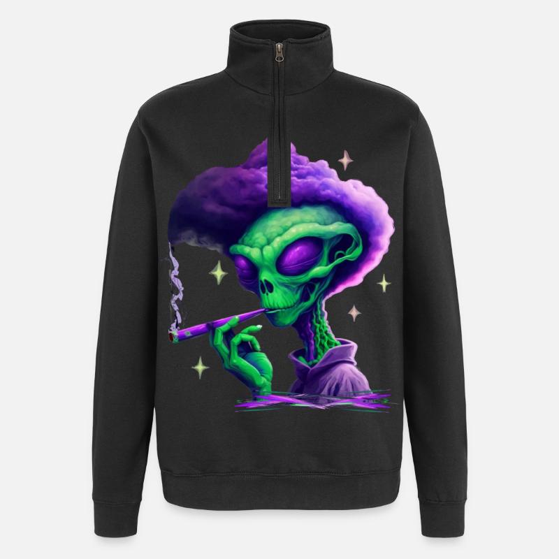 Kiffender Alien - Quarter-Zip-Sweatshirt - Schwarz