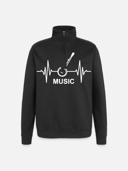 Banjo Music Heartbeat - Quarter-Zip Sweatshirt - black