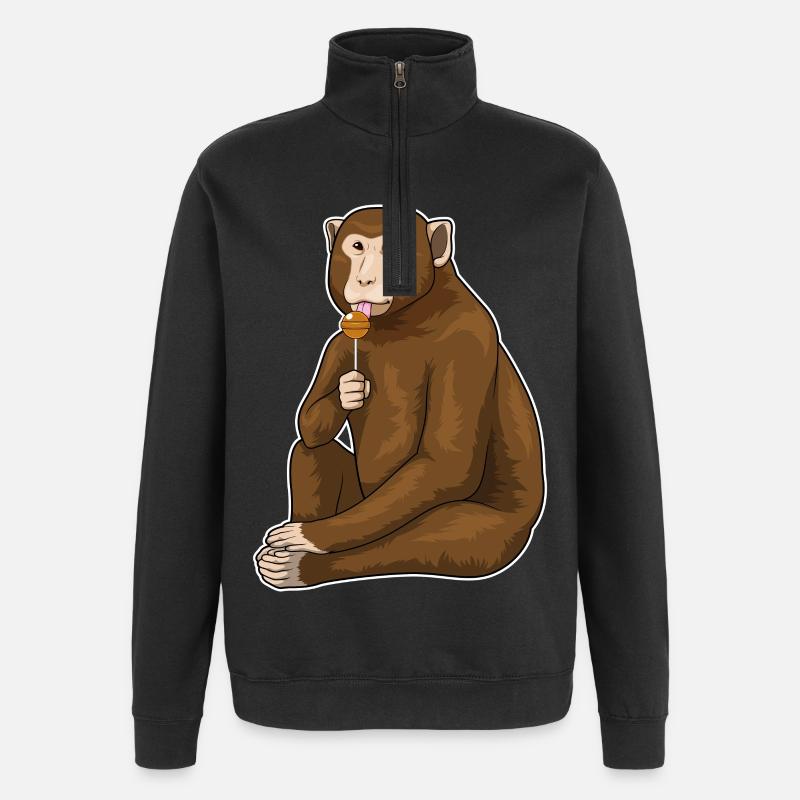 Monkey Lollipop - Quarter-Zip Sweatshirt - black