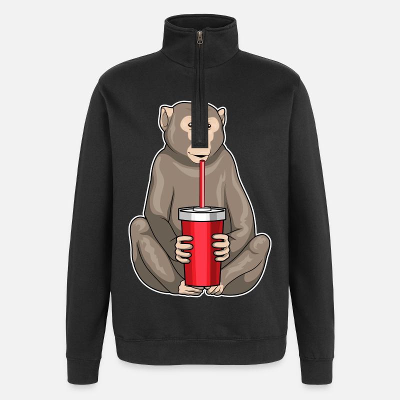 Monkey Mug to go - Quarter-Zip Sweatshirt - black