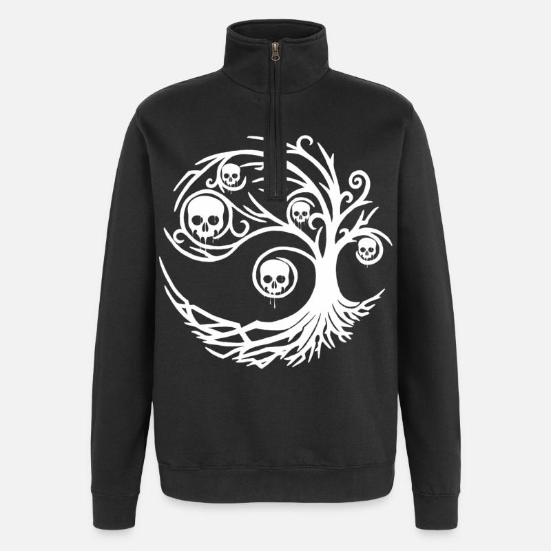 Baum mit Totenköpfen - Quarter-Zip-Sweatshirt - Schwarz