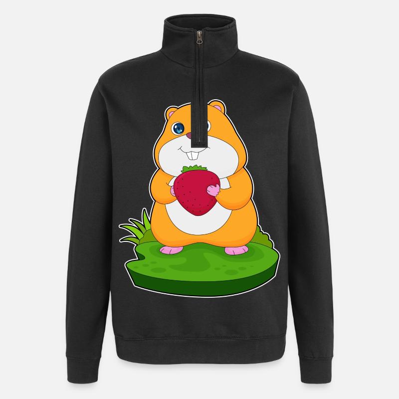 Hamster Strawberry - Quarter-Zip Sweatshirt - black