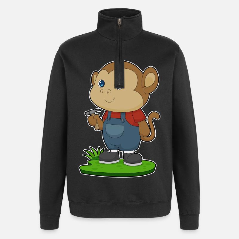 Marteau artisanal singe - Sweat à zip 1/4 - noir