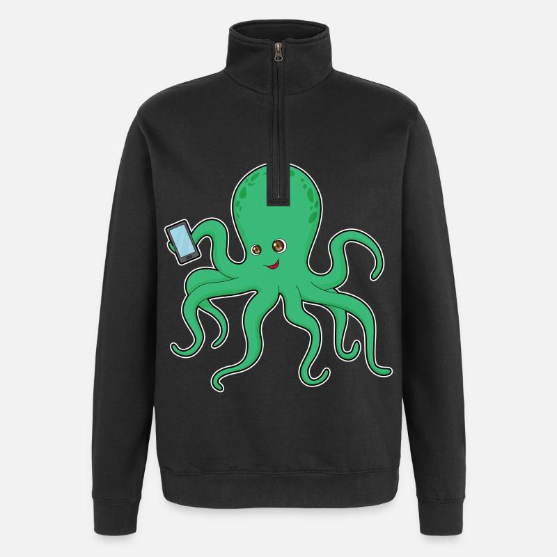Octopus Smartphone - Quarter-Zip Sweatshirt - black