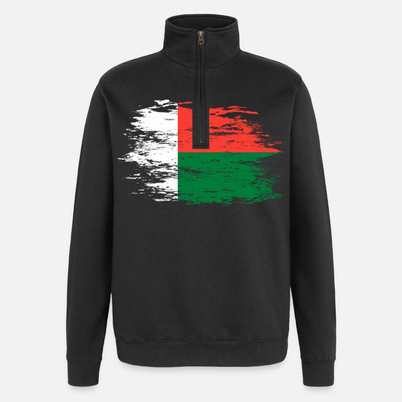 Drapeau de Madagascar utilisé - Sweat à zip 1/4 - noir