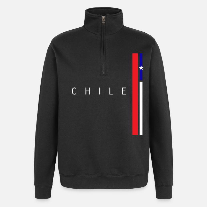 Drapeau du Chili, fierté chilienne - Sweat à zip 1/4 - noir