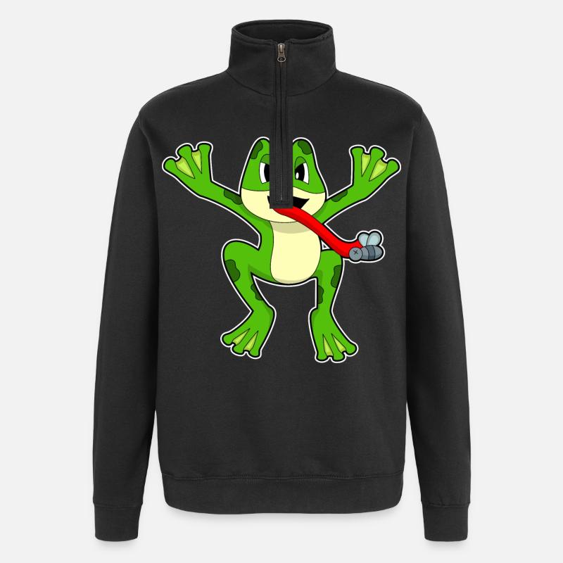 Frosch Fliege - Quarter-Zip-Sweatshirt - Schwarz