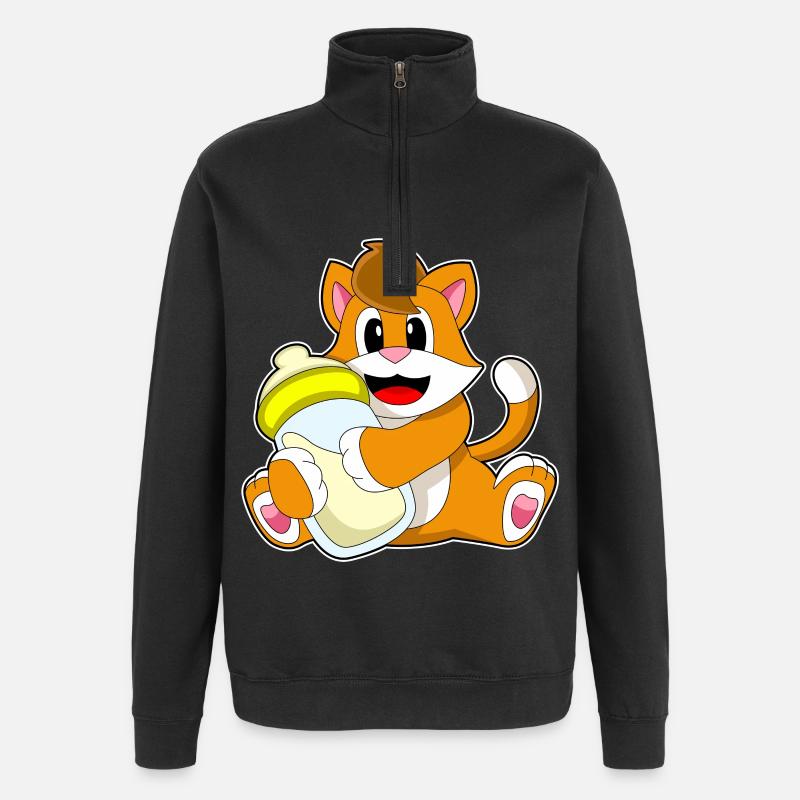 Lait biberon pour chat - Sweat à zip 1/4 - noir