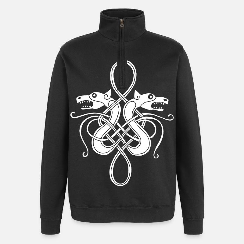 Weiße Wikinger-Hydra - Quarter-Zip-Sweatshirt - Schwarz