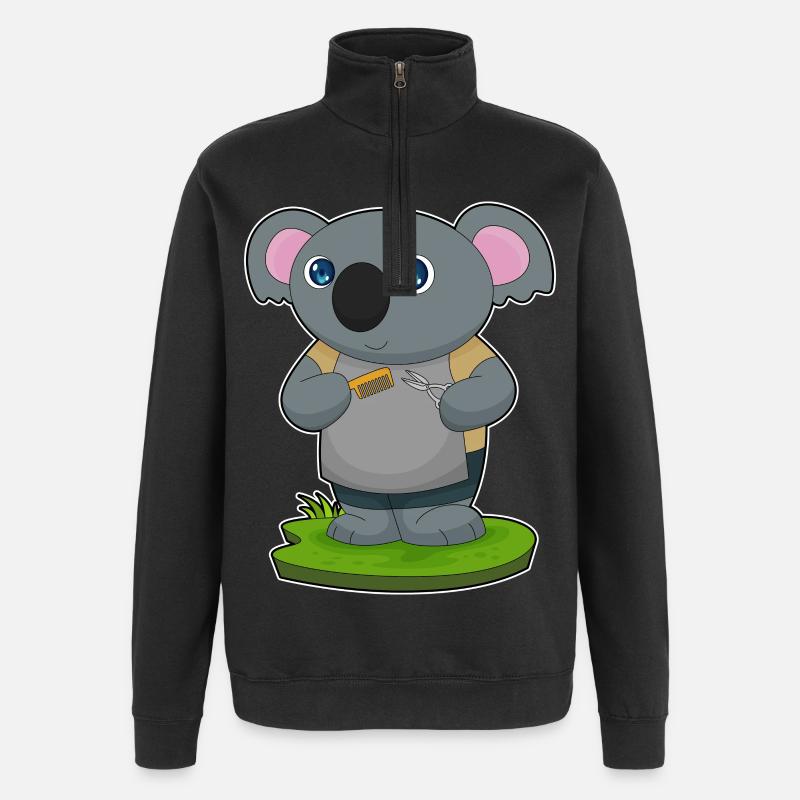 Koala Coiffeur Ciseaux Peigne - Sweat à zip 1/4 - noir