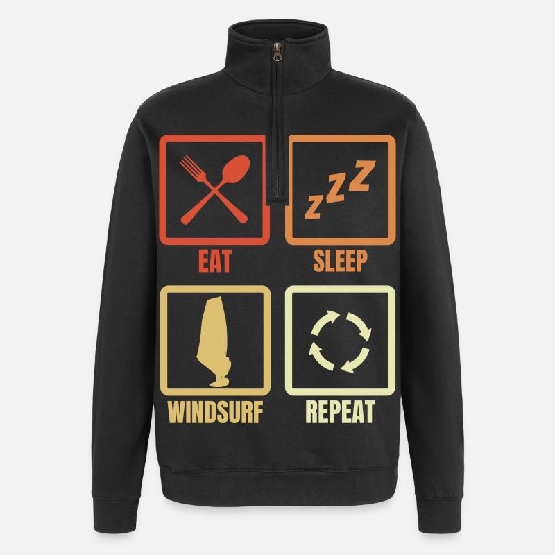 Windsurfing Schedule - Quarter-Zip Sweatshirt - black