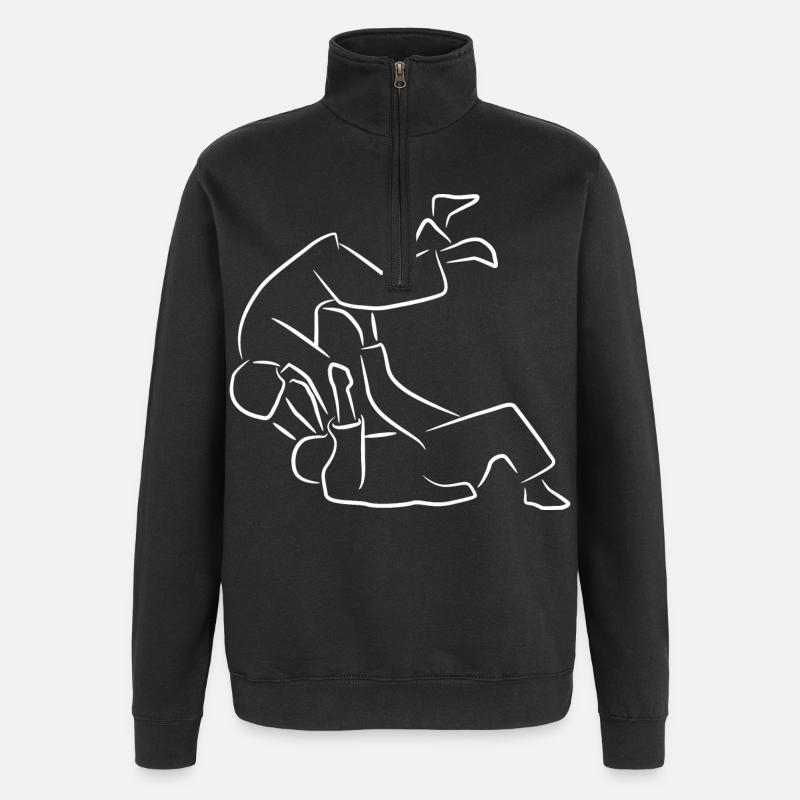 Judo Skizze - Quarter-Zip-Sweatshirt - Schwarz