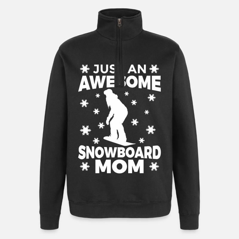 Awesome snowboard mom - Quarter-Zip Sweatshirt - black