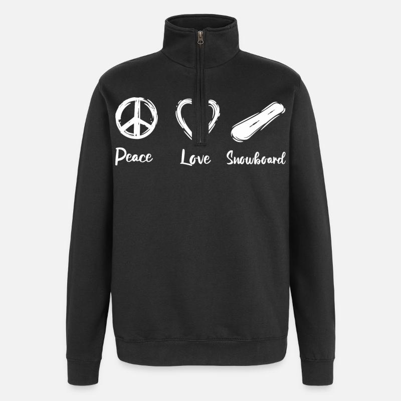 Peace Love Snowboard - Sweat à zip 1/4 - noir