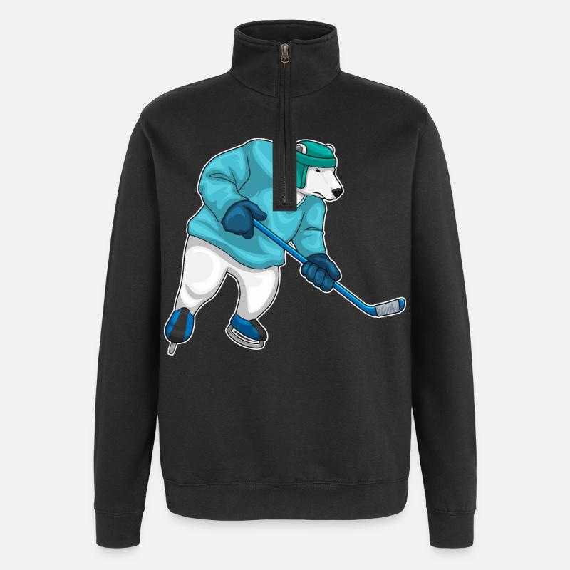 Eisbär Eishockey Eishockeyschläger - Quarter-Zip-Sweatshirt - Schwarz